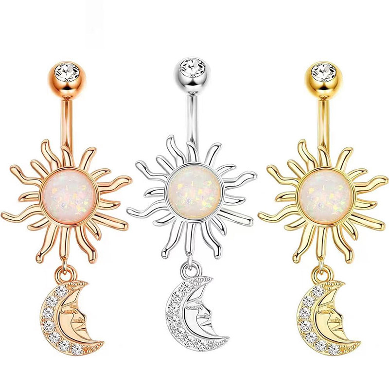 Belly Button Ring with Sun and Moon