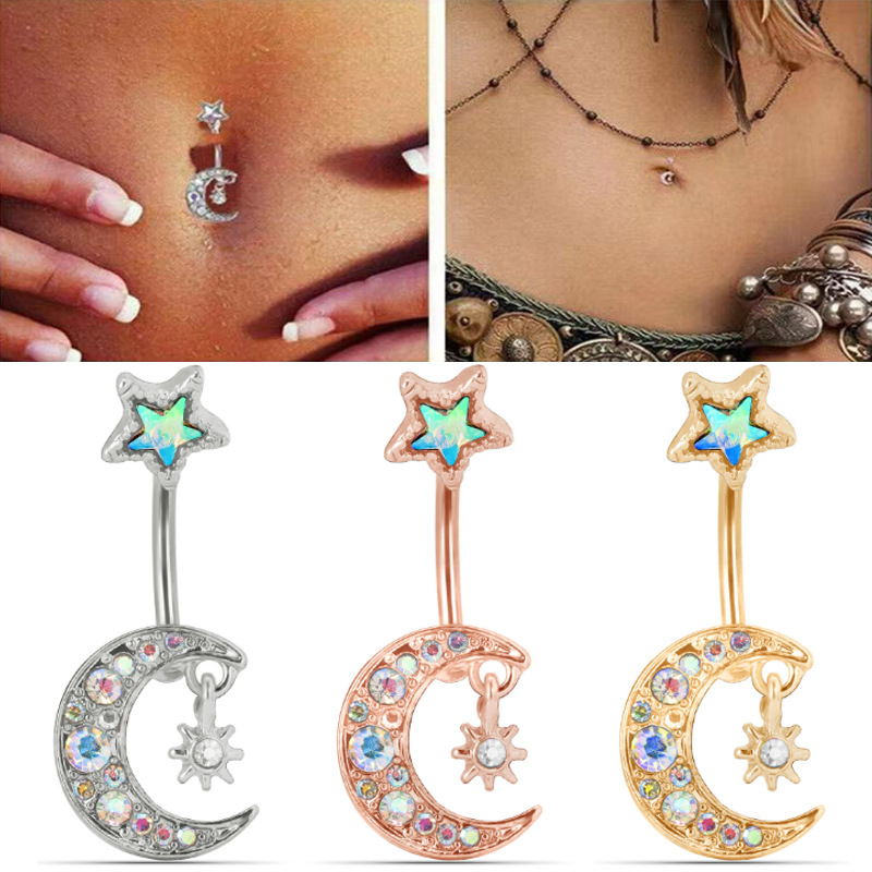 Navel Ring with Moon and Star