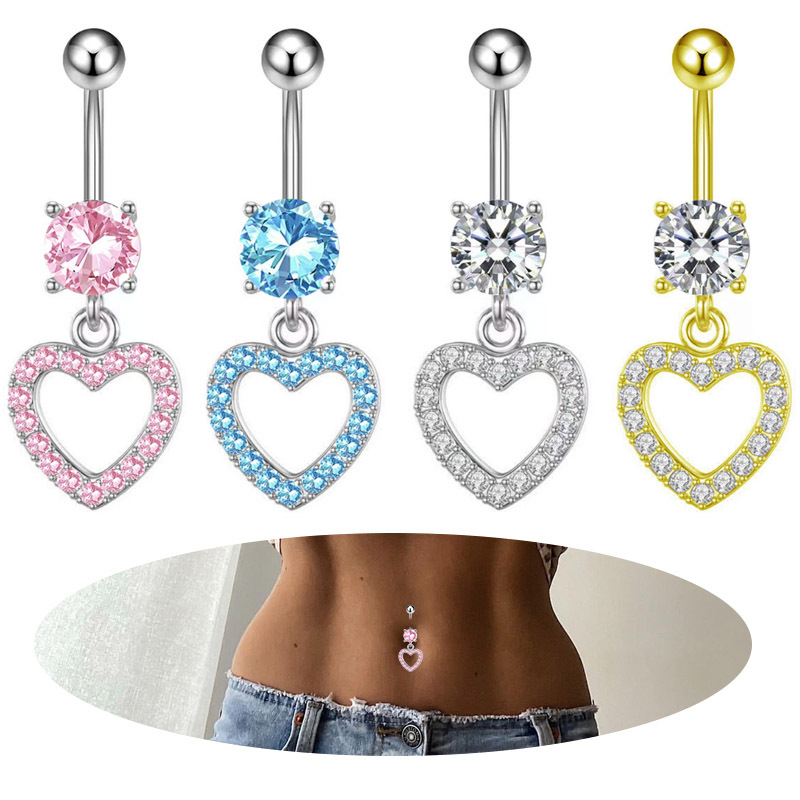 Navel Bar with Heart Dangle