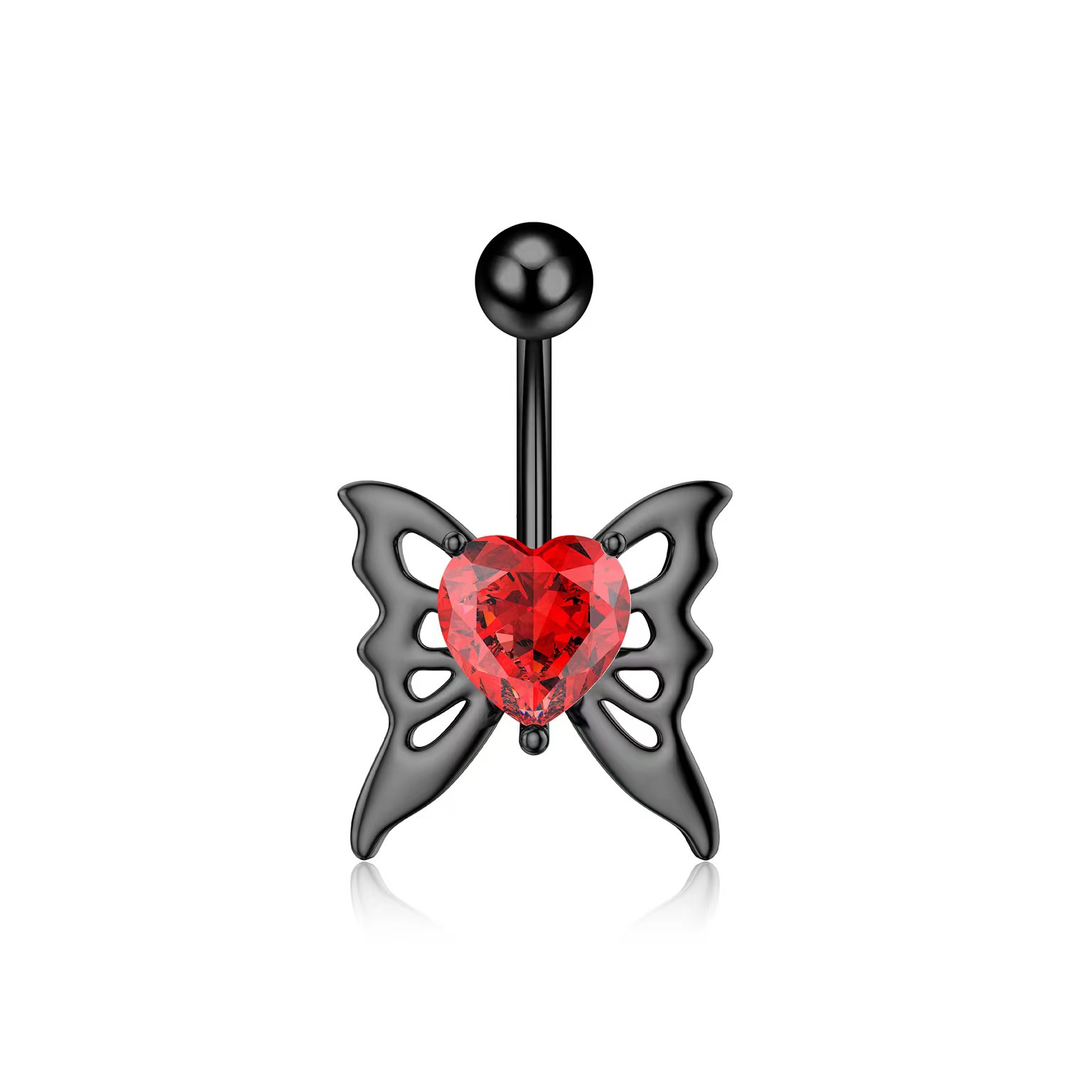 Belly Button Ring with Red CZ