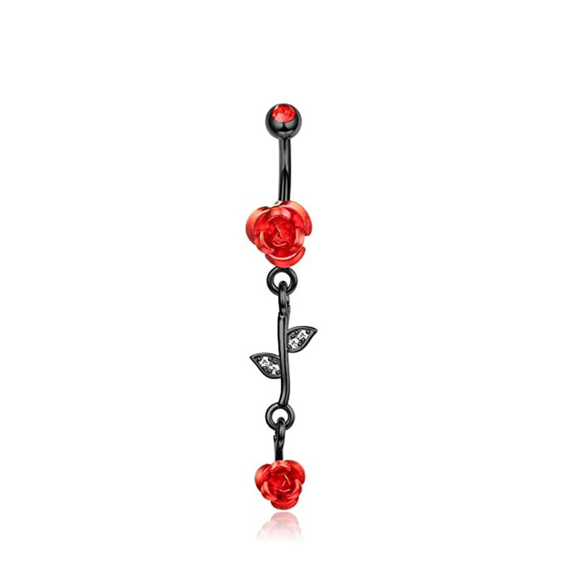 Belly Button Ring with Rose