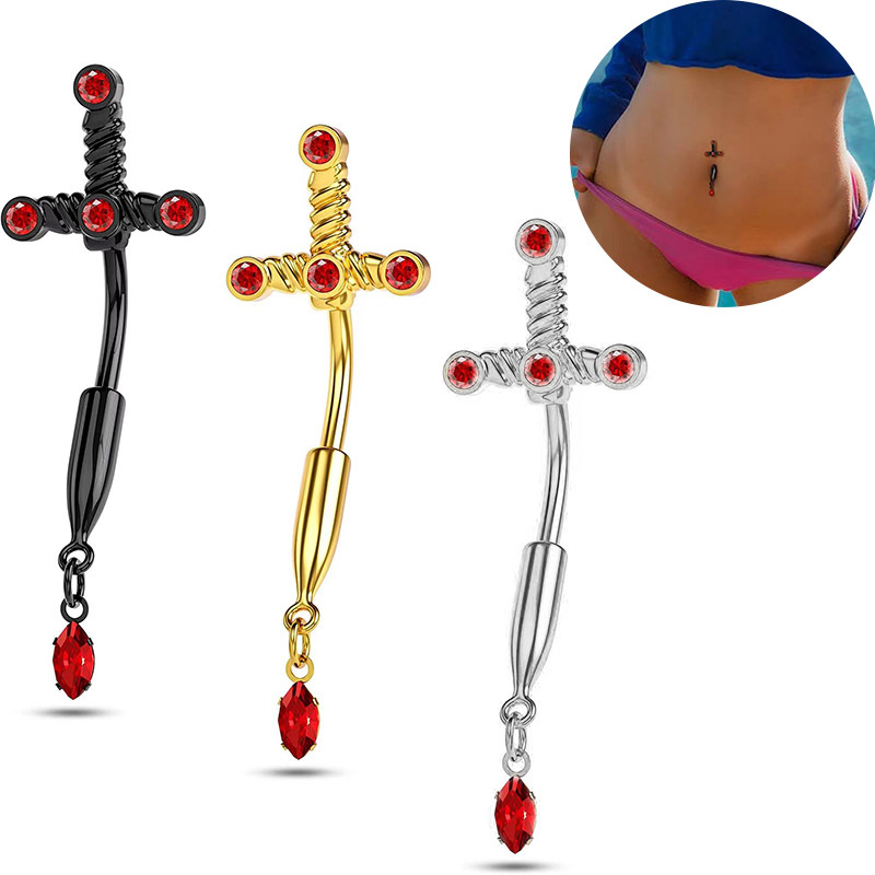 Navel Ring with Cross