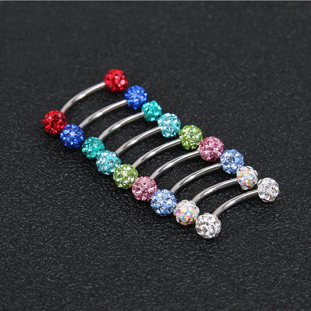 Eyebrow Piercing Barbell with Crystal Ba