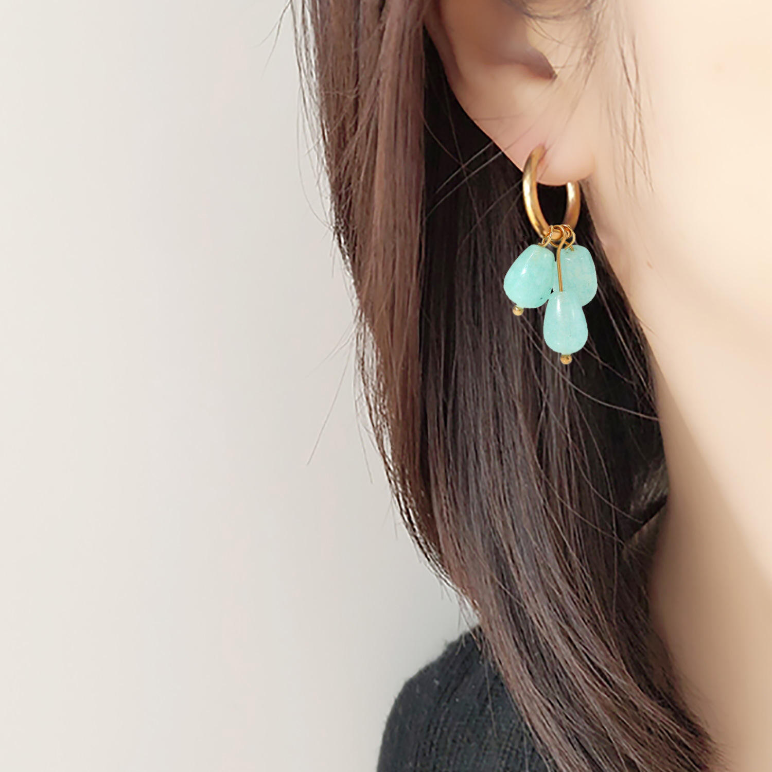 Ear Huggies with Stone Dangle