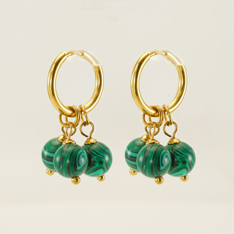 Ear Huggies with Malachite Dangle