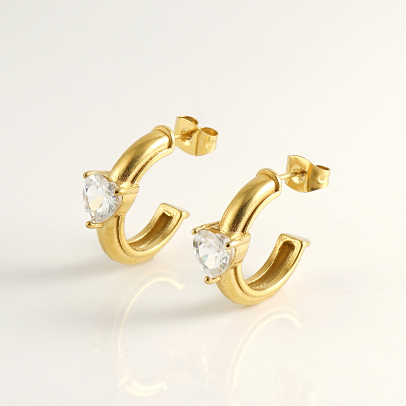 Statement Earring with Heart Zircon