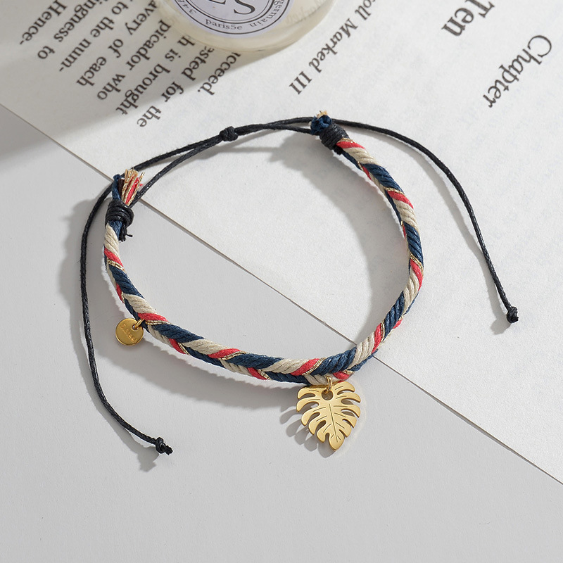 Rope Bracelet with Leaf