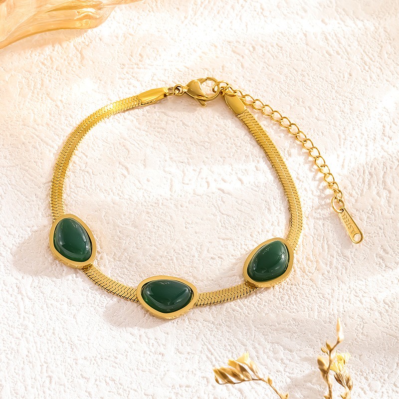 18k Gold Plated Bracelet with Stone