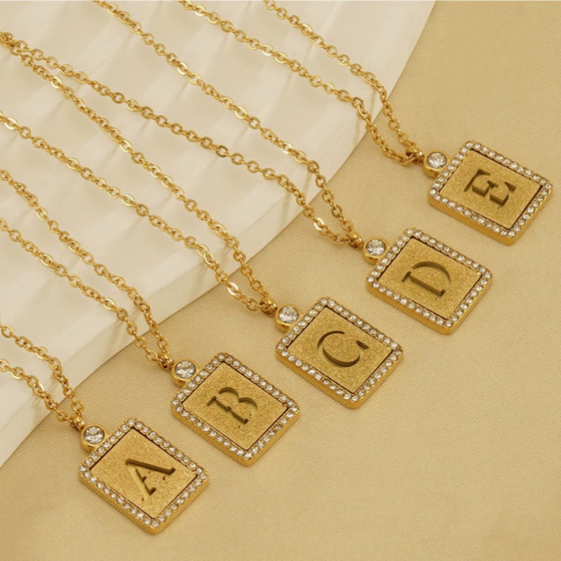 Alphabet Necklace with Rhinestone