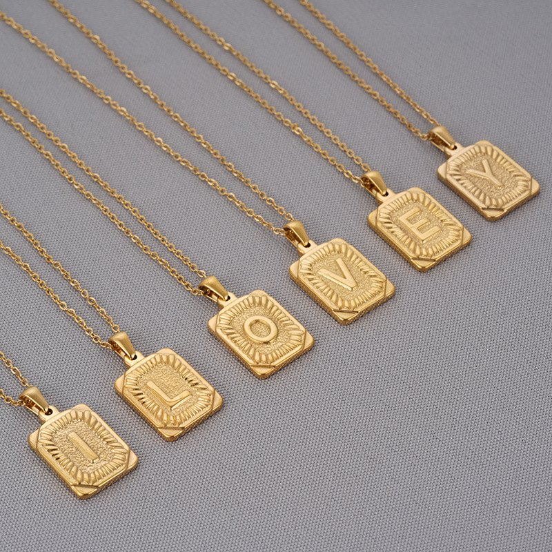 Square Alphabet Necklace