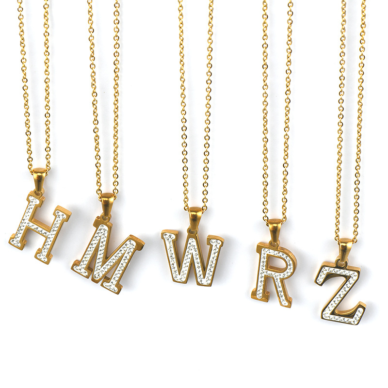 Alphabet Necklace with Rhinestone