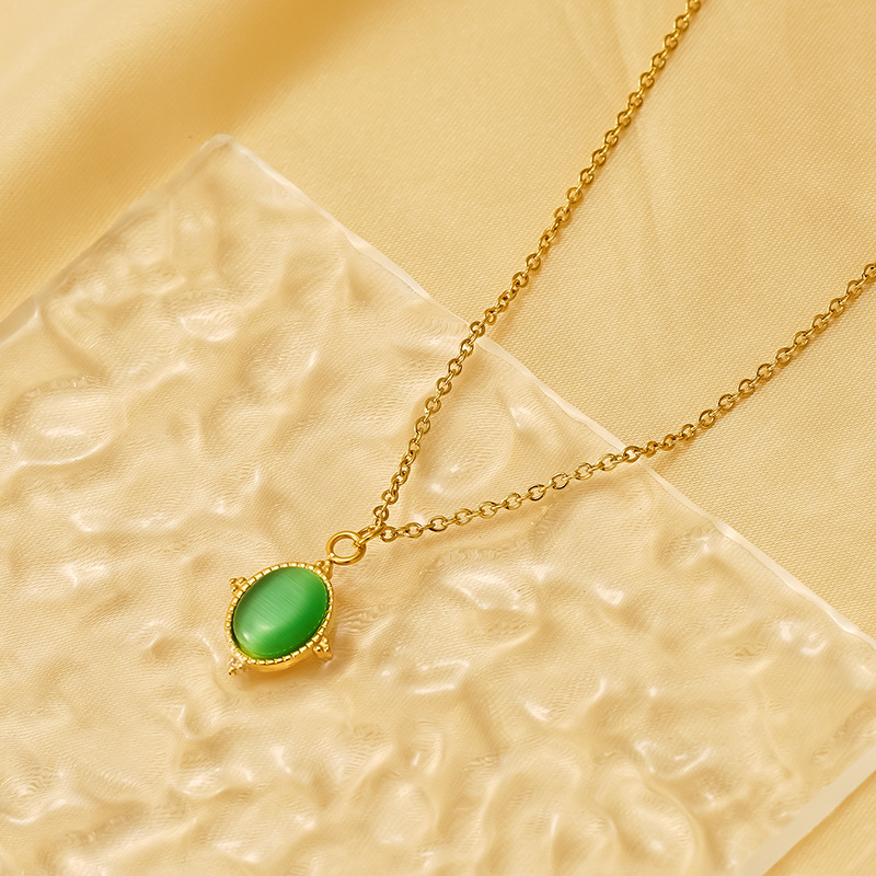 18k Gold Plated Necklace with Stone