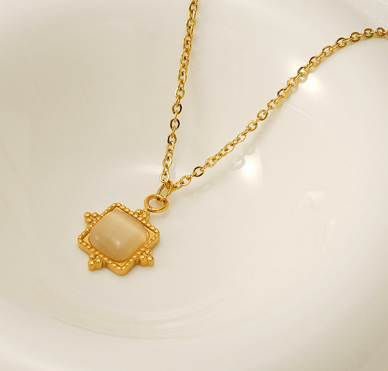 18k Gold Plated Necklace with Stone