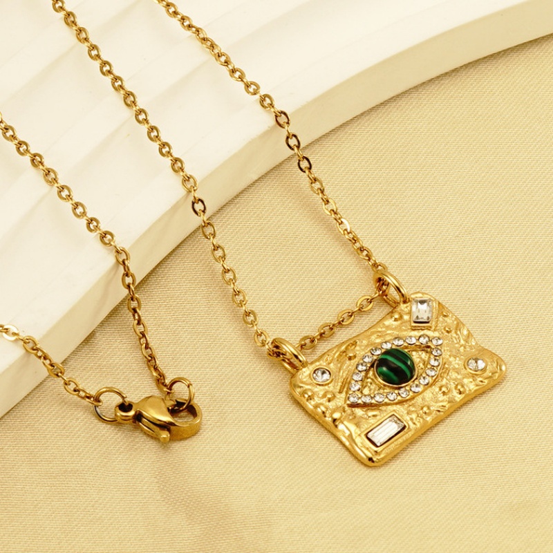 18k Gold Plated Necklace with Stone