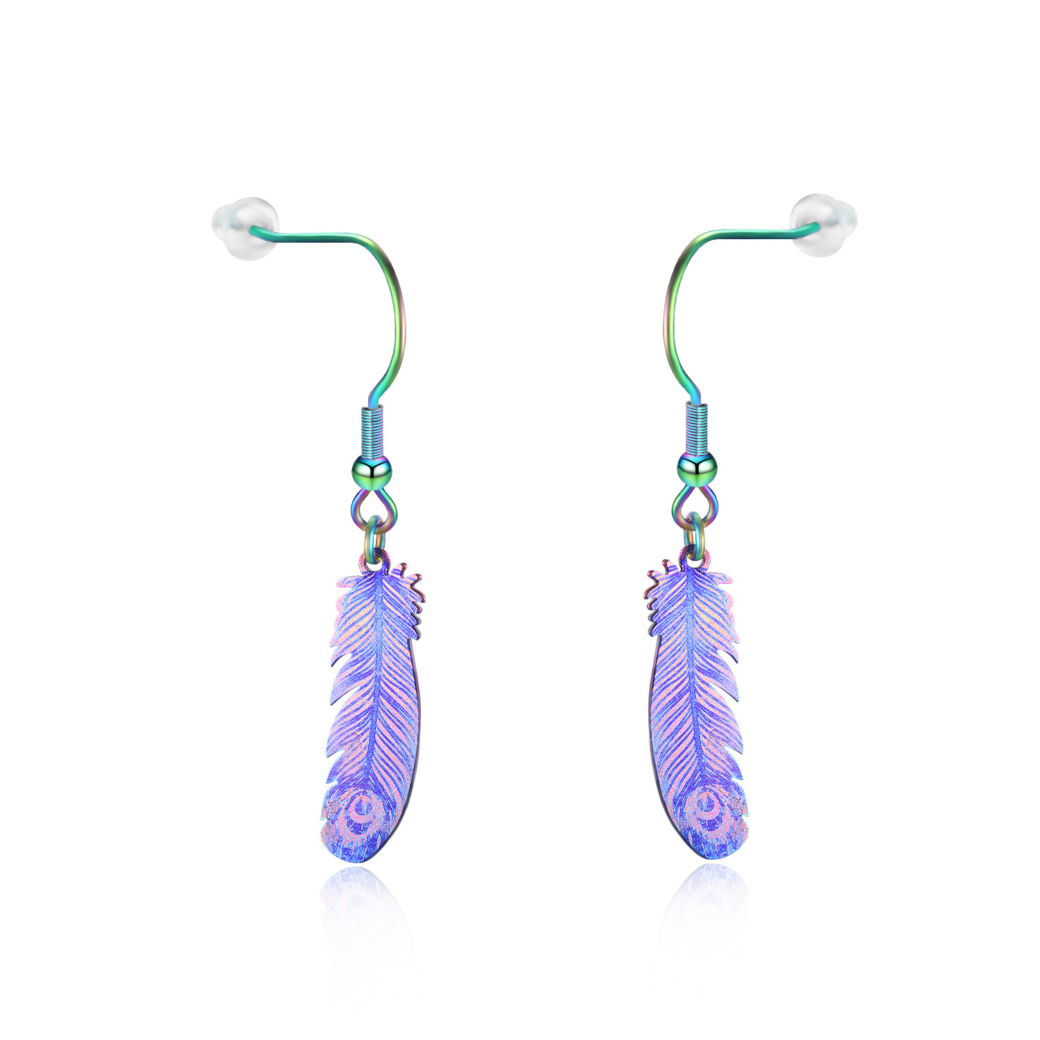 Earring Drop with Feather Dangle