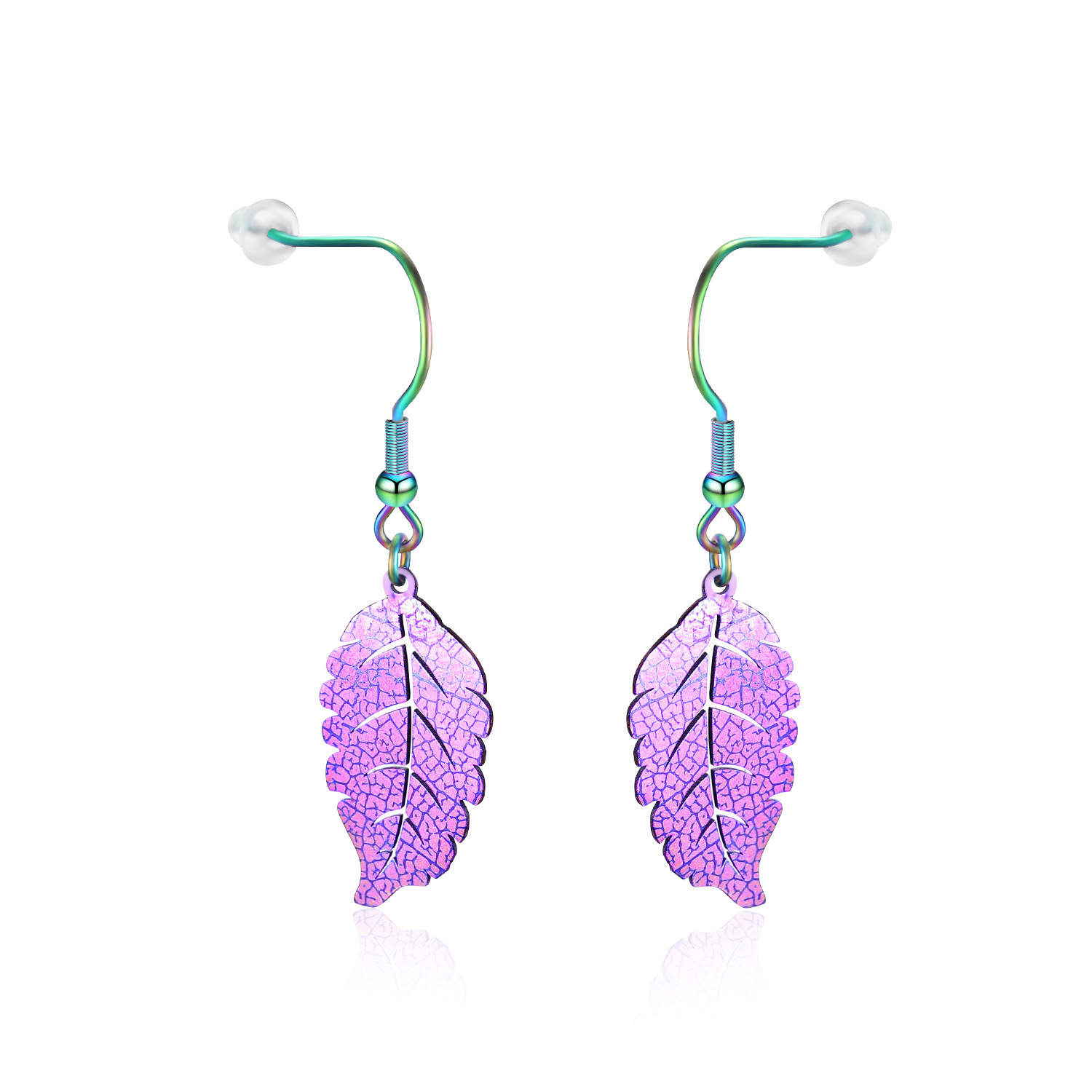 Earring Drop with Leaf Dangle