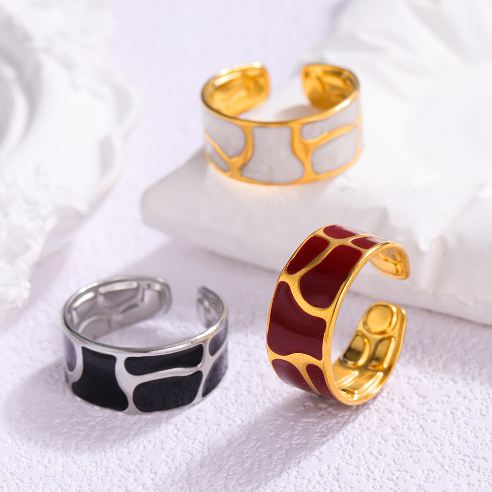 Opening Adjustable Ring with Enamel