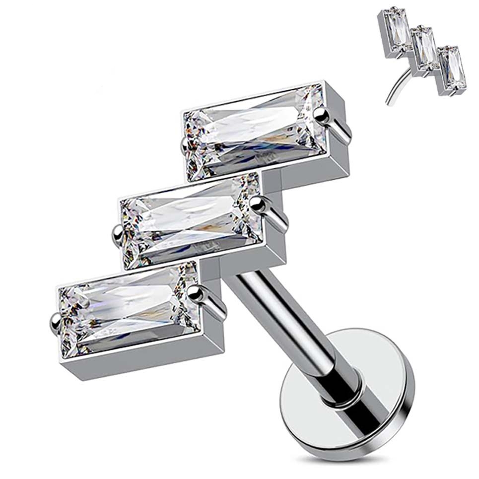 Threadless Labret Stud with CZ Top