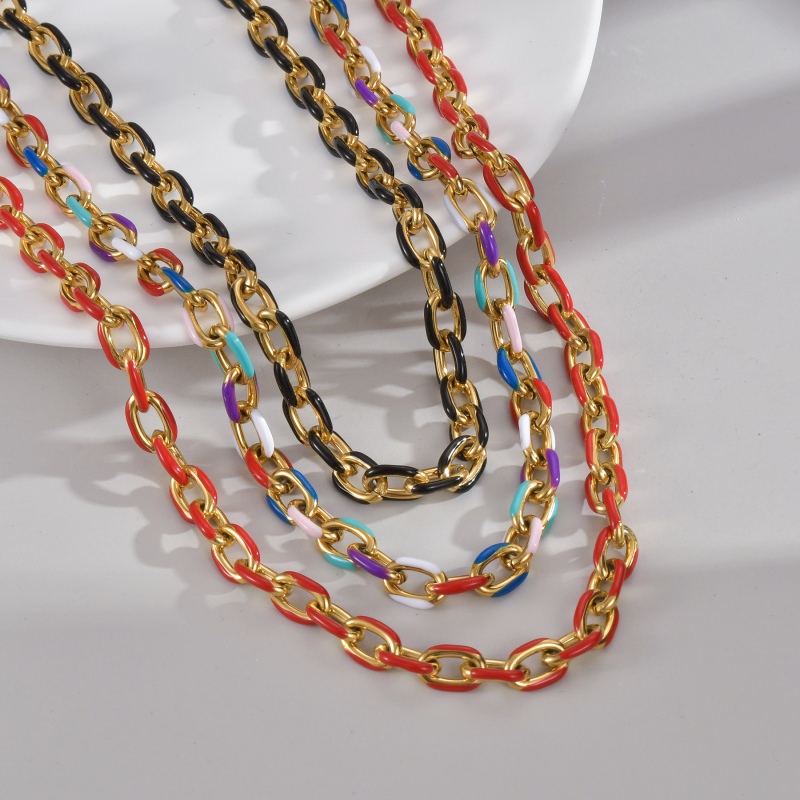 Necklace Chain with Colorful Enamel