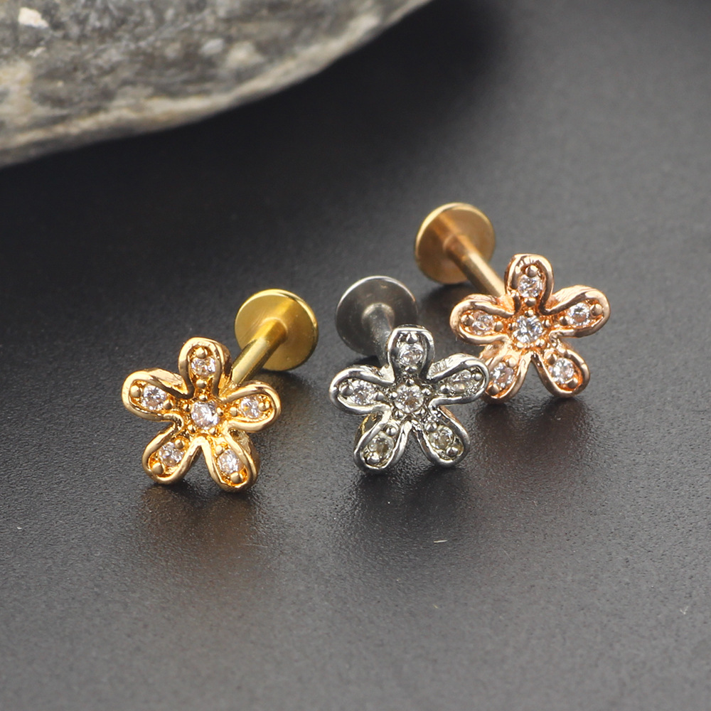 Flower-top Ear and Lip Stud