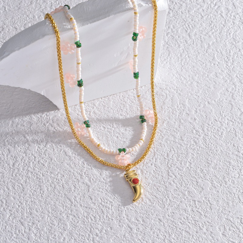 Layered Necklace with Beads