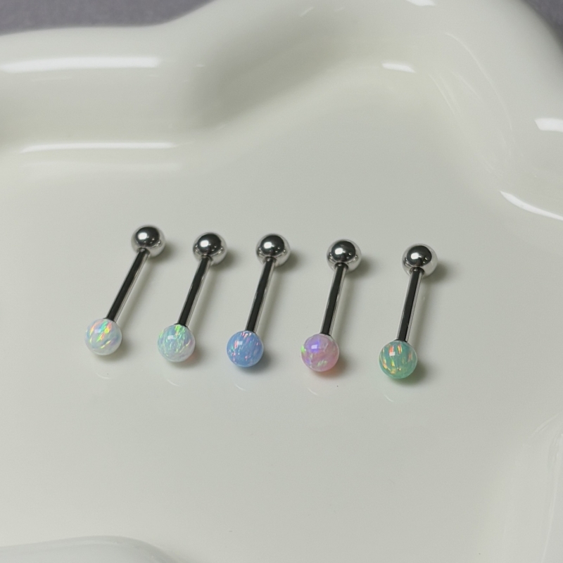 Tongue Barbell with Opal