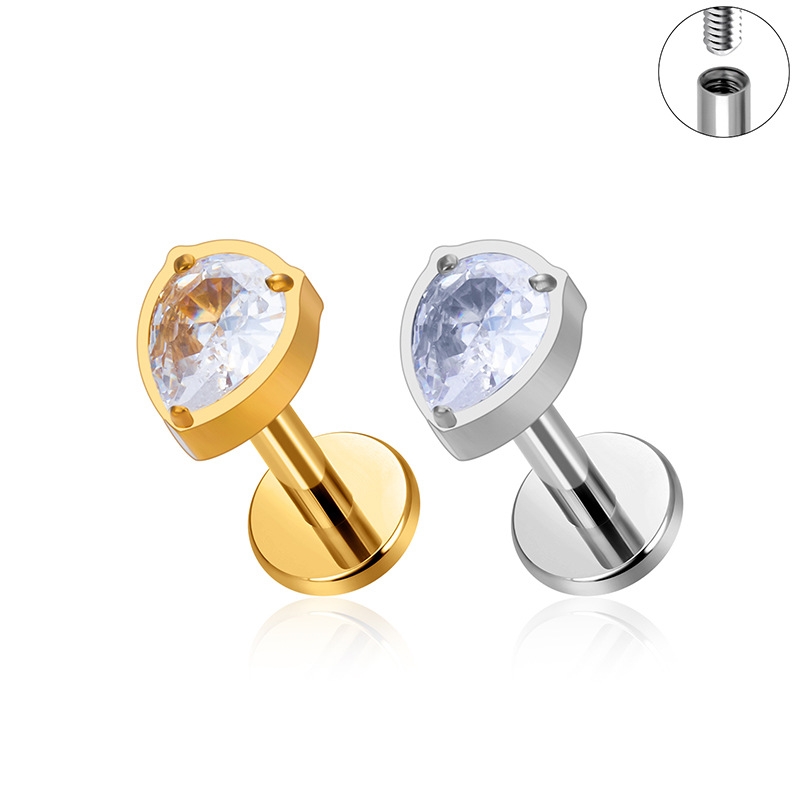 Ear and Lip Stud with CZ