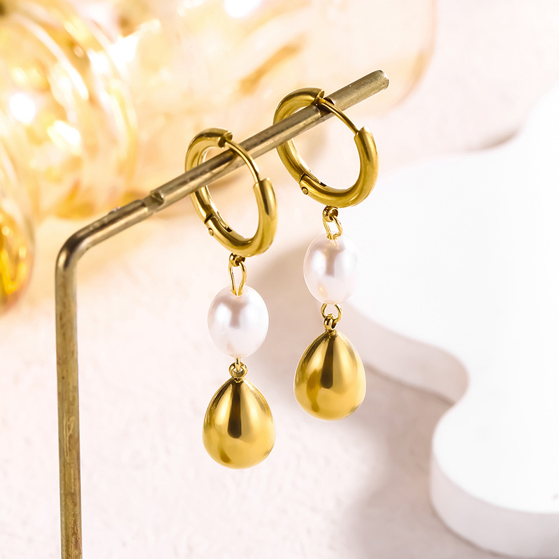 Ear Huggies with Pearl Dangle