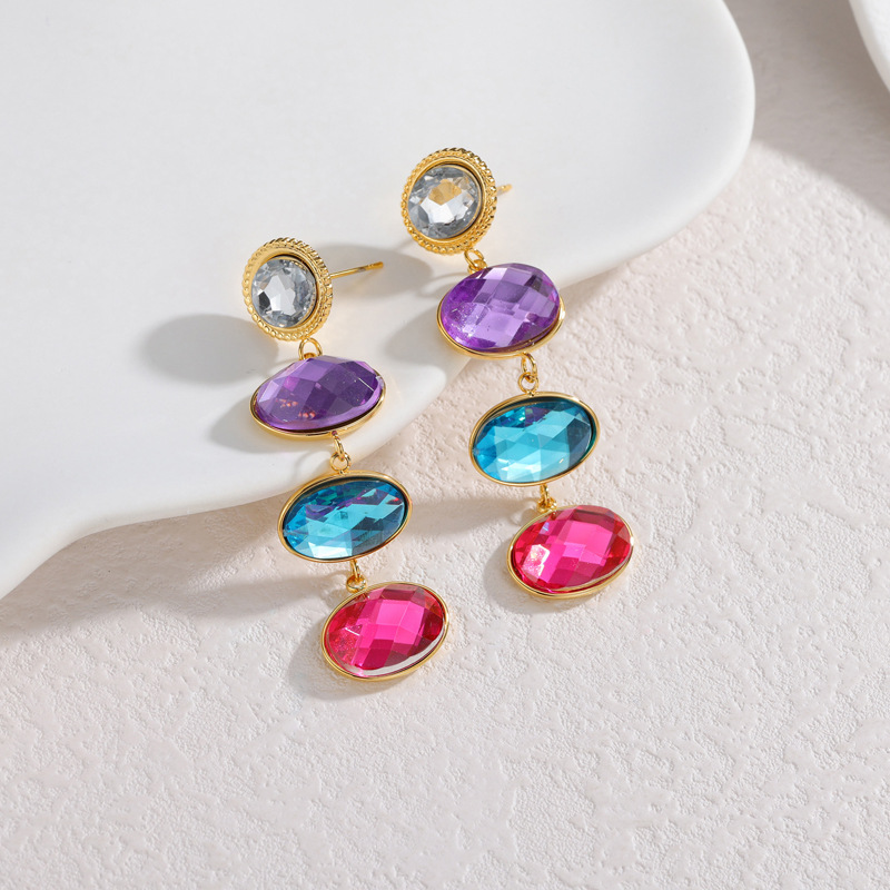 Ear Drop with Color Zircon