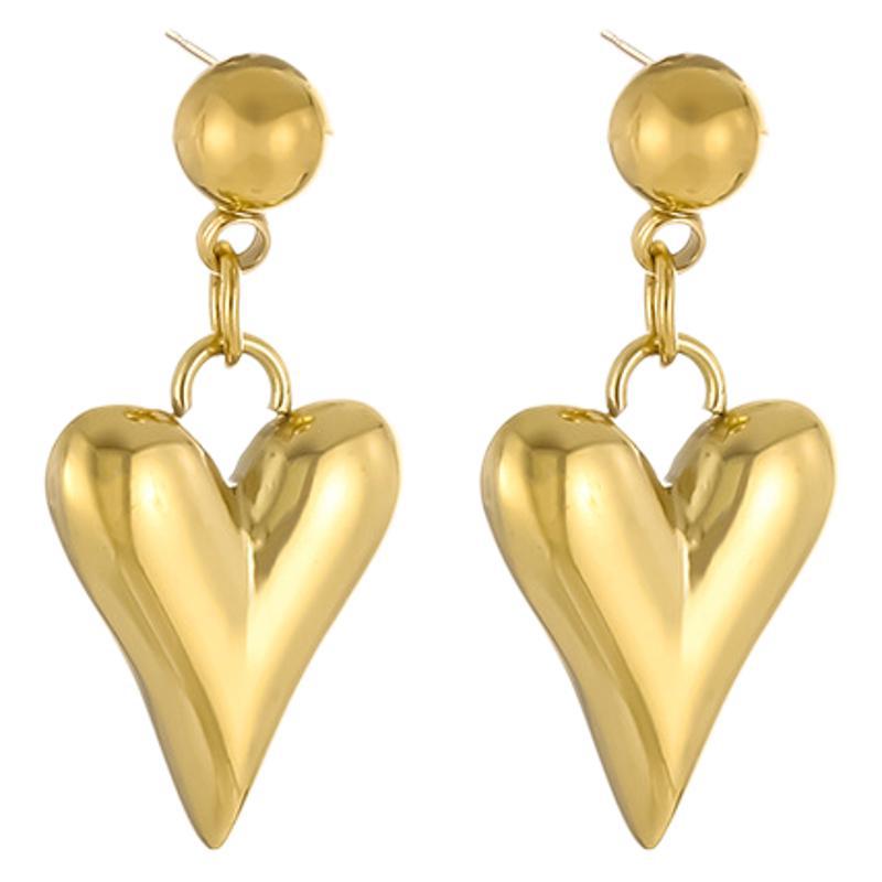 Ear Stud with Heart Drop
