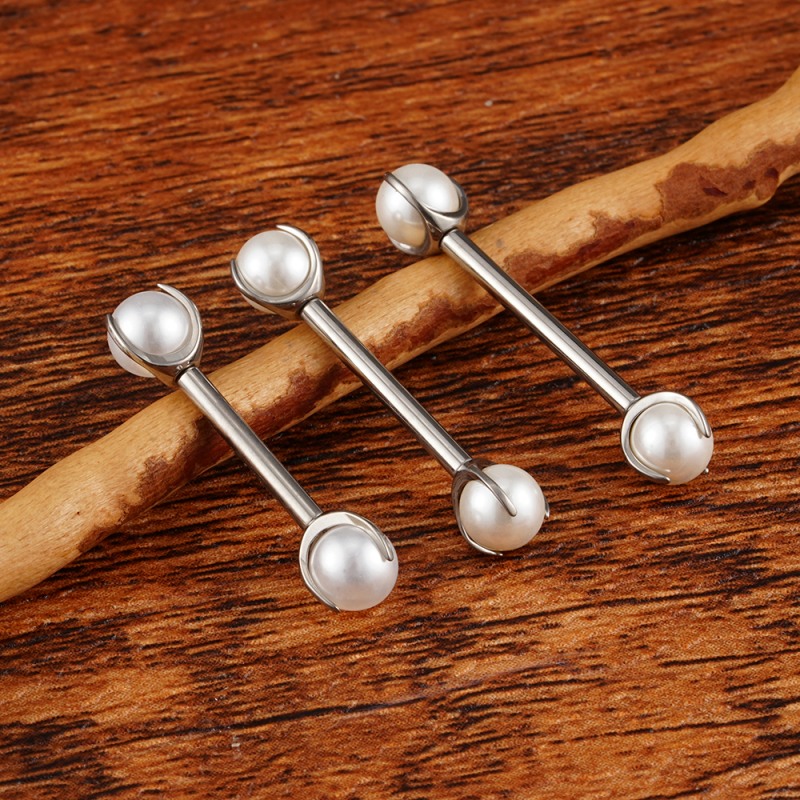 Straight Barbell with Pearls