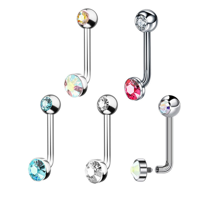 Navel Bar with CZ