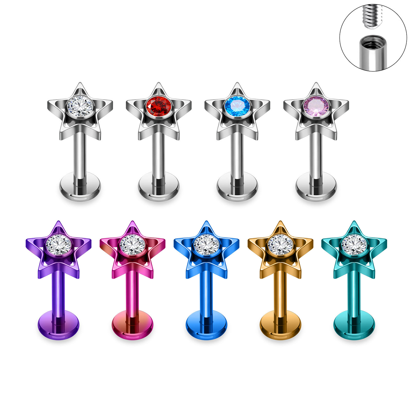 Chic Piercing Stud with Star Top