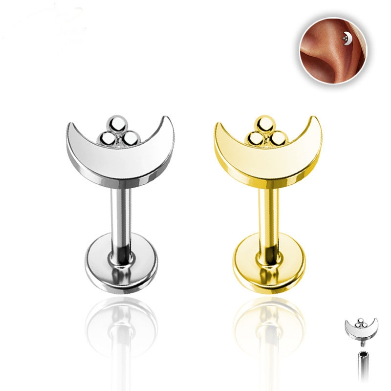 Ear Stud with Moon Top