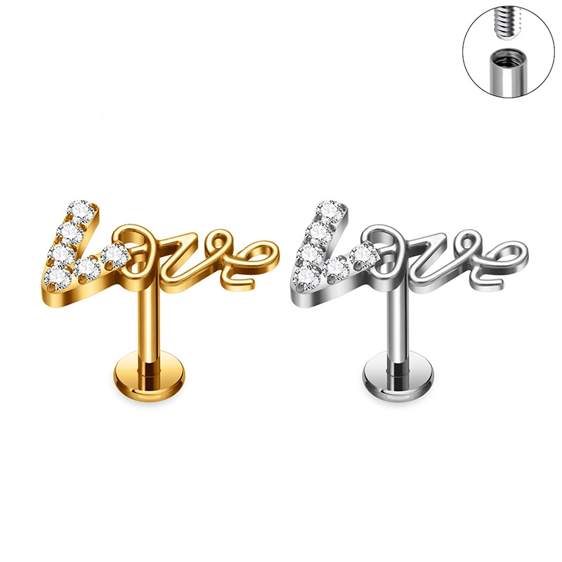 Labret and Ear Stud with LOVE Top