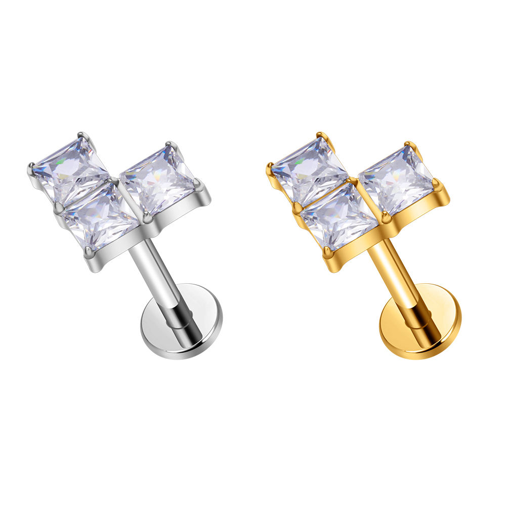 Labret Stud with CZ Top