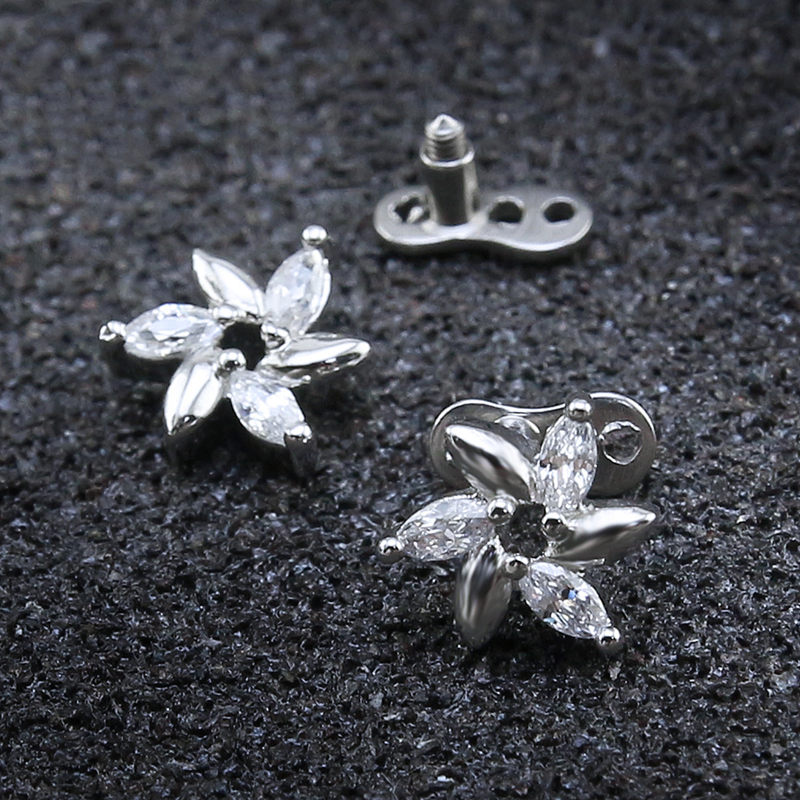 Dermal Piercing Anchor with CZ Stone(图1)