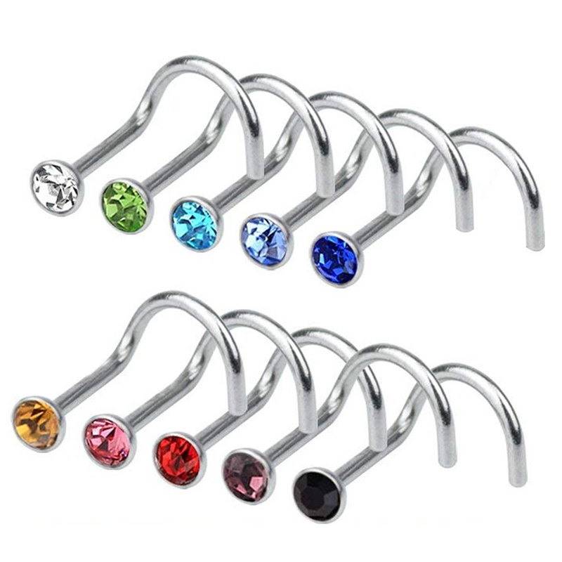 Nostril Screw with Colorful CZ(图1)