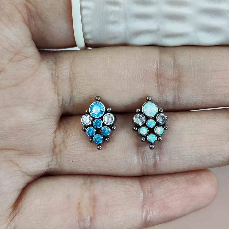 Chic Piercing Stud with CZ or Opal(图1)