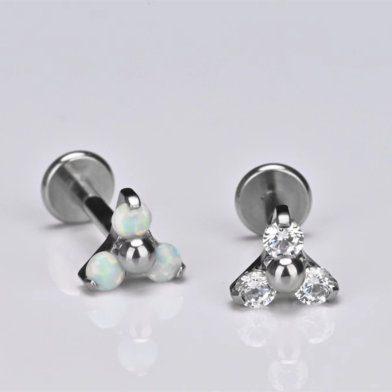 Ear Stud with CZ or Opal(图1)