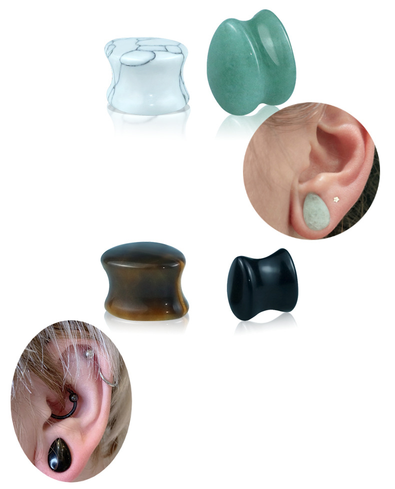 Natural Stone Plug Earring(图1)