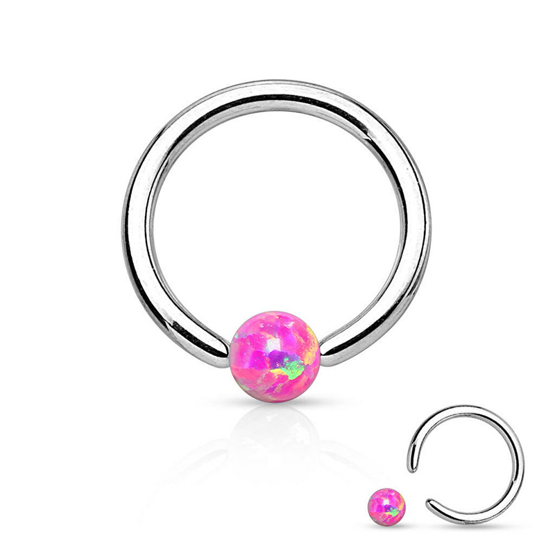 Captive Ball Ring with Opal(图1)