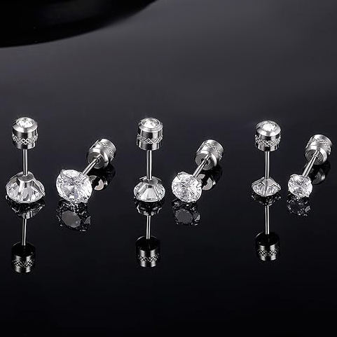 F136 Titanium Ear Stud with CZ(图1)