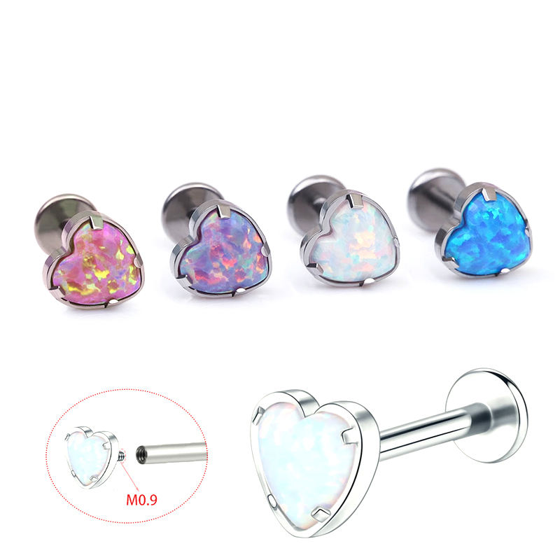 Piercing Stud with Heart Shaped Opal(图1)