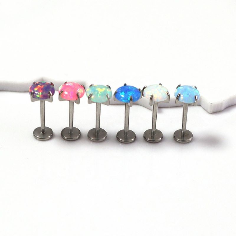 Threadless Ear and Lip Stud with Opal(图1)