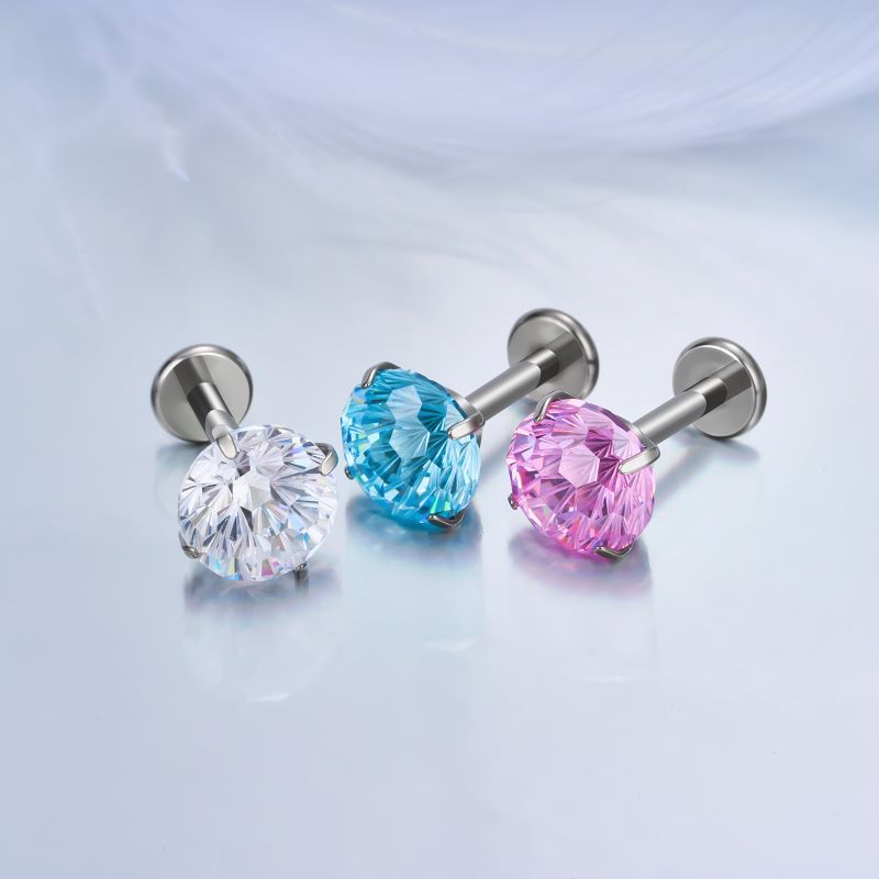 Ear Stud with Firework-shaped CZ(图1)