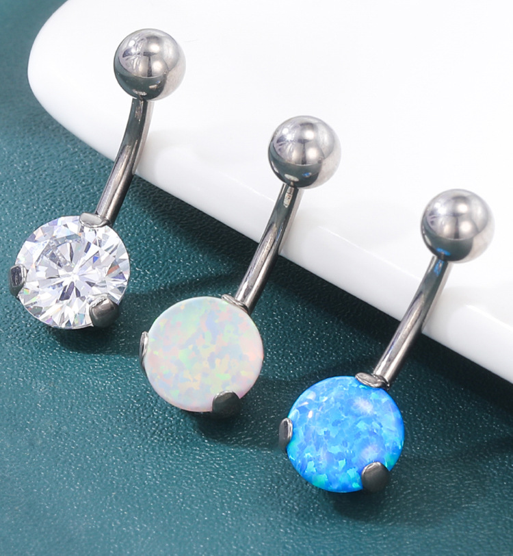 Belly Button Ring with Opal(图1)