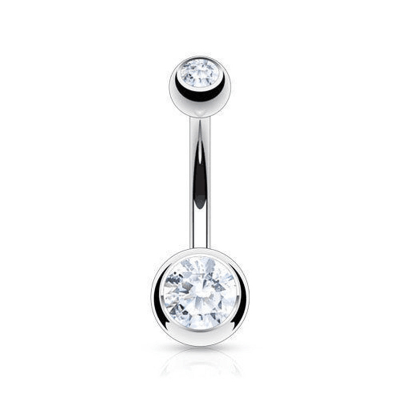 External Threaded Navel Ring with CZ(图1)