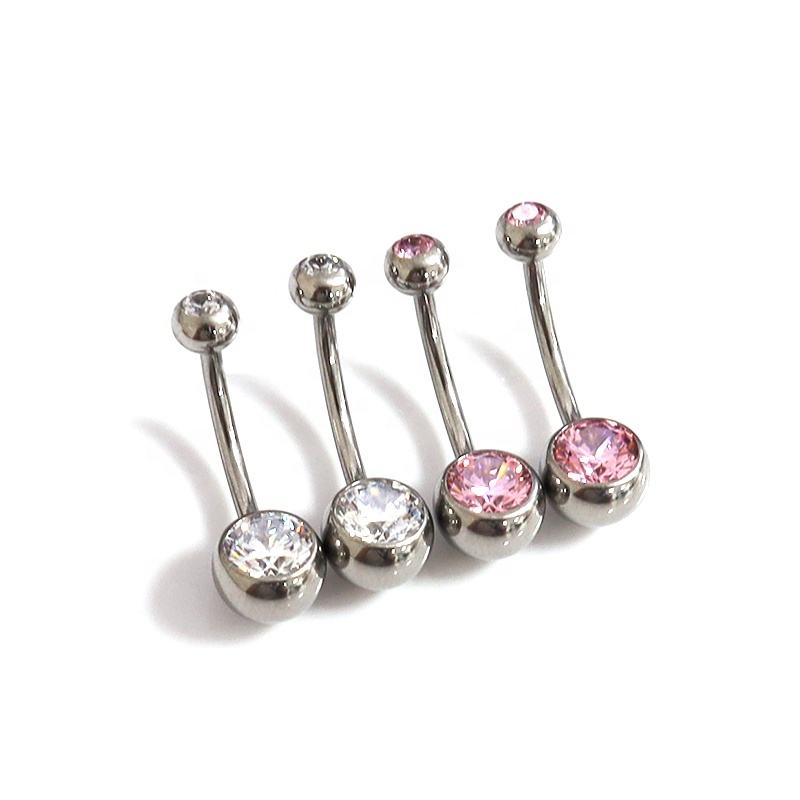 Internal Threaded Belly Button Ring with CZ(图1)