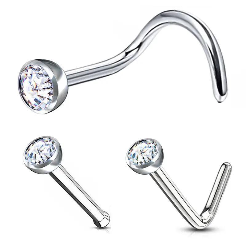 Nose Bone Stud with CZ(图1)